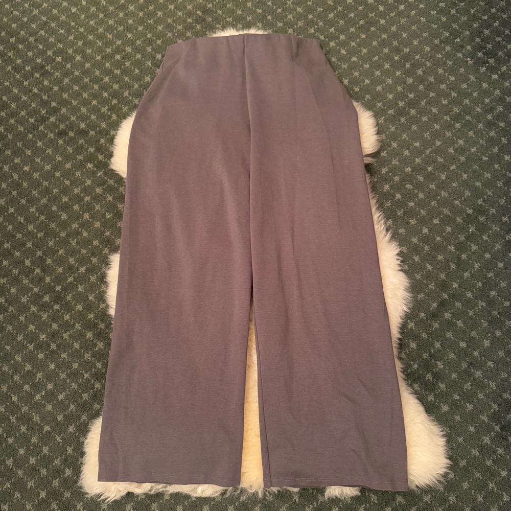 Eileen Fisher Gray Organic Cotton Wide Leg Stretch Pants
